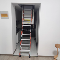 Échelle de grenier électrique manuelle télescopique pliable 24H pour villa de luxe, gain de place intérieur, en métal