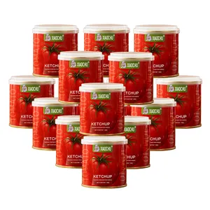 Pasta makanan tomat kaleng 198g Brix 22%-28% produsen tomat OEM dengan harga terbaik