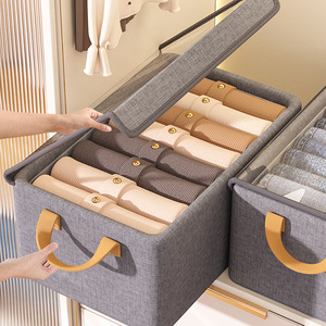 Clothing Organizer Storage <b>Box</b> With Lid 47x28x20cm Gray <b>Foldable</b> Dustproof For Wardrobe Clothes Storage - Product Image 1