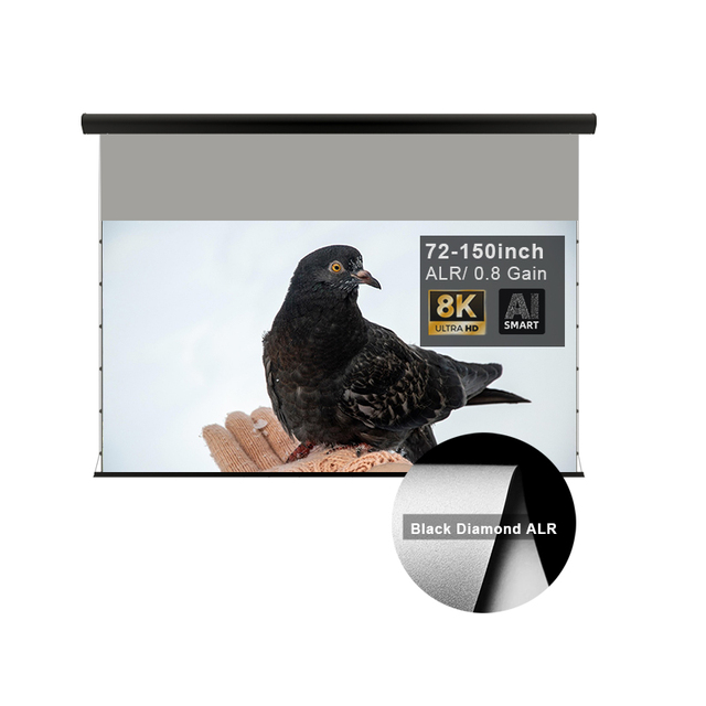 VisualMr Smart Motorized Electric Drop Black Diamond ALR Projection Screen Wall/Ceiling Mounted 150inch 16:9 4K Normal Projector