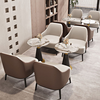 Meubles de restaurant, ensembles de tables à manger design, style moderne de luxe, plateau en métal et marbre pour salon et réception d'hôtel