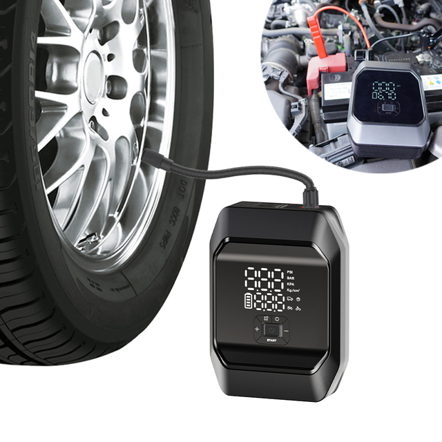 160PSI Air Compressor & Jump Starter Portable Battery Booster Power Pack Tire Inflator for Car Battery Flat Battery Restart