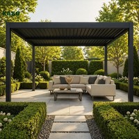 Pergola bioclimatique sur mesure 3x3 3x4 4x4m, robuste, imperméable, pour jardin et terrasse, autoportante, à lames orientables motorisées, en aluminium