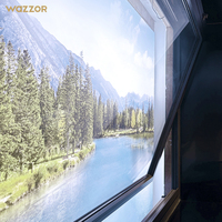 Wazzor New Design Villa Modern Electric Middle Opening Perfil de aluminio Vertical Center Pivoted Windows