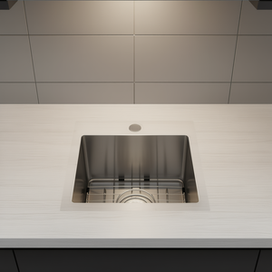 Évier de cuisine encastrable en acier inoxydable 15x15x9, cuve simple, épaisseur 16 gauge, surface carrée brossée, facile à nettoyer - Product Image 2