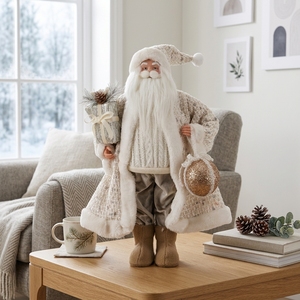 Poupée Père Noël confortable en tweed tricoté motif flocon de neige pour décorations d'arbre de Noël - Product Image 2