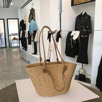 Sac Tendance 2025 – Sac fourre-tout à bandoulière en paille dégradé avec fermeture éclair, grande capacité, tissage simple, polyvalent, pour la plage, pour femme