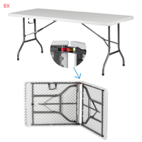 Table rectangulaire en plastique HDPE 183*76*74cm/6ft pliée en deux avec serrure pour une utilisation intérieure et extérieure
