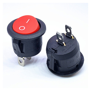 Interruptor Basculante Redondo de 2 Pines KCD1-105, Interruptor de Encendido/Apagado, Rojo y Negro - Product Image 3