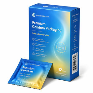 Scatola Personalizzata <span class=keywords><strong>per</strong></span> Confezionamento Preservativi, Etichetta Privata, Scatola Pieghevole in Cartone Stampato con Involucro in Foglio di Alluminio <span class=keywords><strong>per</strong></span> Prodotti <span class=keywords><strong>per</strong></span> Adulti - Product Image 1