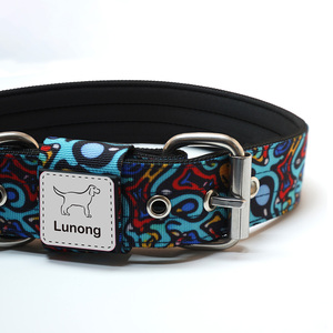 Graffiti Custom <b>Dog</b> <b>Collar</b> Nylon Ribbons Luxury Fashion Metal Buckle Hardware Logo Color Printing High Quality Craft Lunong - Product Image 2