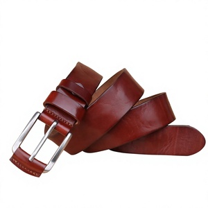 Ceinture en cuir de vachette véritable marron vintage pour homme Equipro, boucle carrée argentée, motif rayé, respirante, décontractée, durable - Product Image 1