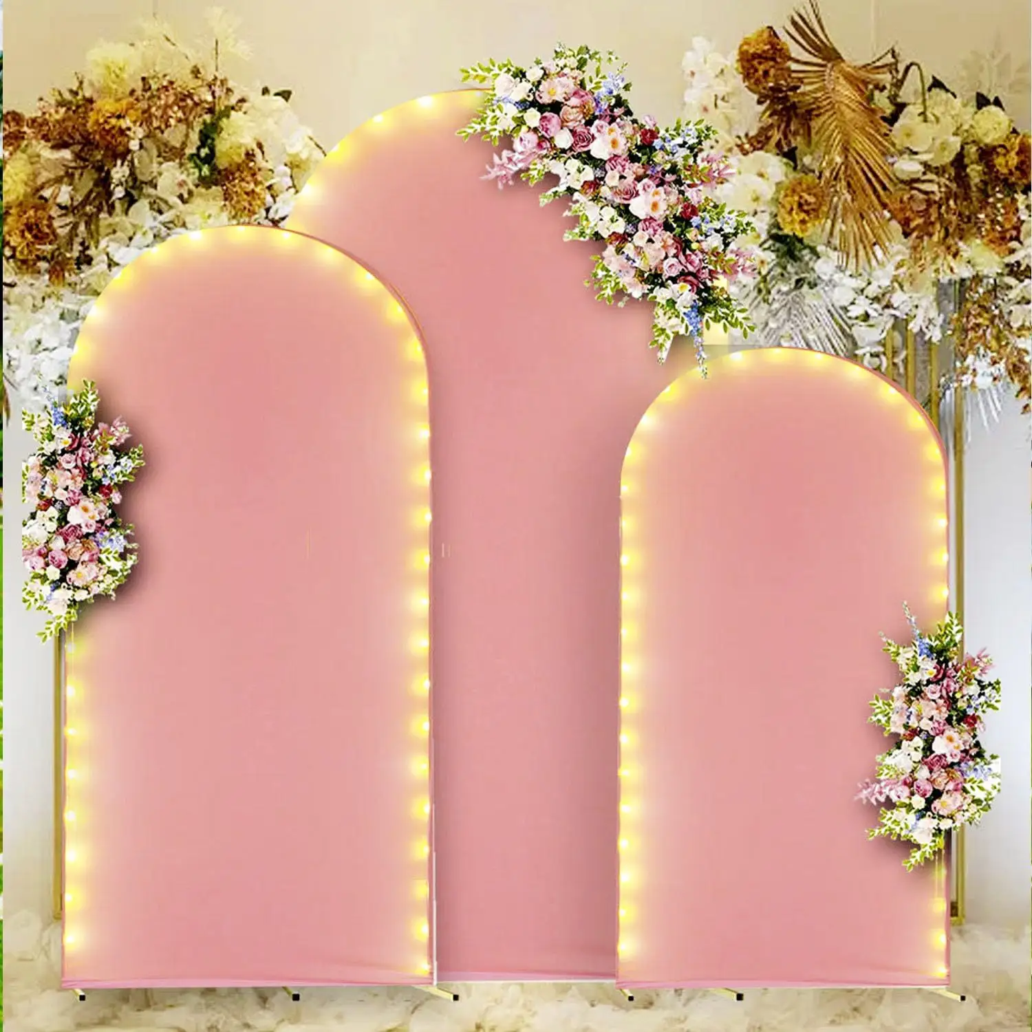 Wedding Party Stage Decorations Supplies Metal Pipe And Drape Round Arch Flower Frame Wall Backdrop Cover Stand Outdoor