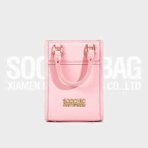 Abito sochic elegante borsa a tracolla piccola rosata di lusso in metallo Logo completamente aperta in pelle vegana borsetta rimovibile - Product Image 3