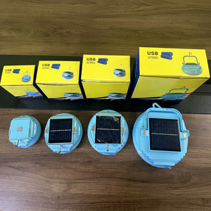 ไฟ LED 400W แบบชาร์จพลังงานแสงอาทิตย์ผ่าน USB สำหรับใช้ในห้องอาหาร CRI 85 ปรับความสว่างได้ เส้นผ่านศูนย์กลาง 180 มม. วัสดุ PP แสงสีขาวอบอุ่น 2700K 4*1200mA - Product Image 1