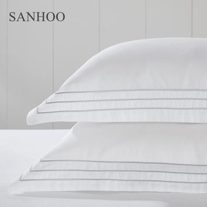 SANHOO 탑 호텔 침구 시트 300TC 면 침대 세트 자수 킹 사이즈 침실 세트 호텔 럭셔리 이불 커버 세트 - Product Image 1