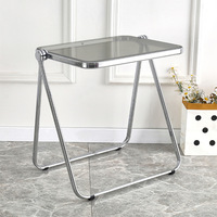 Table d'appoint moderne transparente en acrylique avec design créatif en fer pliable pour salon, salle à manger ou hôtel