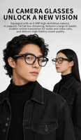 Lunettes Intelligentes CY03 AI avec Caméra HD 1080P, Enregistrement Vidéo, Traduction en Temps Réel, Diffusion en Direct, Commande Vocale et Tactile Extérieure, Type-C