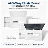 Boîtier de distribution encastré AI-16 voies 63A avec disjoncteur, base en plastique, porte transparente givrée blanche en option, IP30, pour intérieur