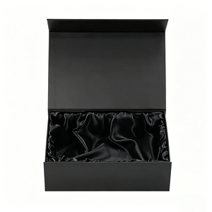 Caja de Regalo Magnética Negra al por Mayor <span class=keywords><strong>con</strong></span> MOQ Bajo y Precio Bajo, Caja Rígida de Cartón <span class=keywords><strong>con</strong></span> Forro de <span class=keywords><strong>Tela</strong></span> Satinada - Product Image 3