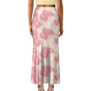 OEM tropicale Anthurium Custom Fit gonna lunga a vita alta da donna con stampa completa gonne lunghe Casual eleganti per le vacanze - Product Image 3