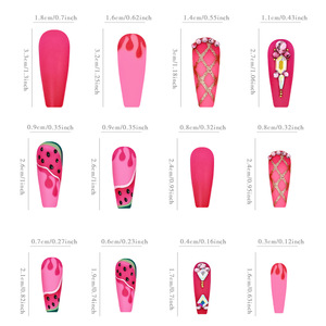 <span class=keywords><strong>Uñas</strong></span> postizas <span class=keywords><strong>de</strong></span> ballet con diseño <span class=keywords><strong>de</strong></span> sandía, estilo retro, cuadradas, dulces y geniales, para venta al por mayor - Product Image 4