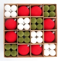 Boules de Noël en PET floquées, 72 pièces, 6/3 cm, décorations de Noël pour arbre, décorations festives, modèle