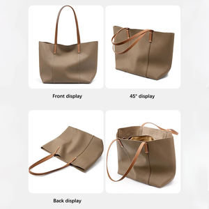 Sac fourre-tout surdimensionné en cuir véritable de haute qualité pour femmes, personnalisable, fermeture éclair, utilisation quotidienne, voyage, toutes saisons - Product Image 4