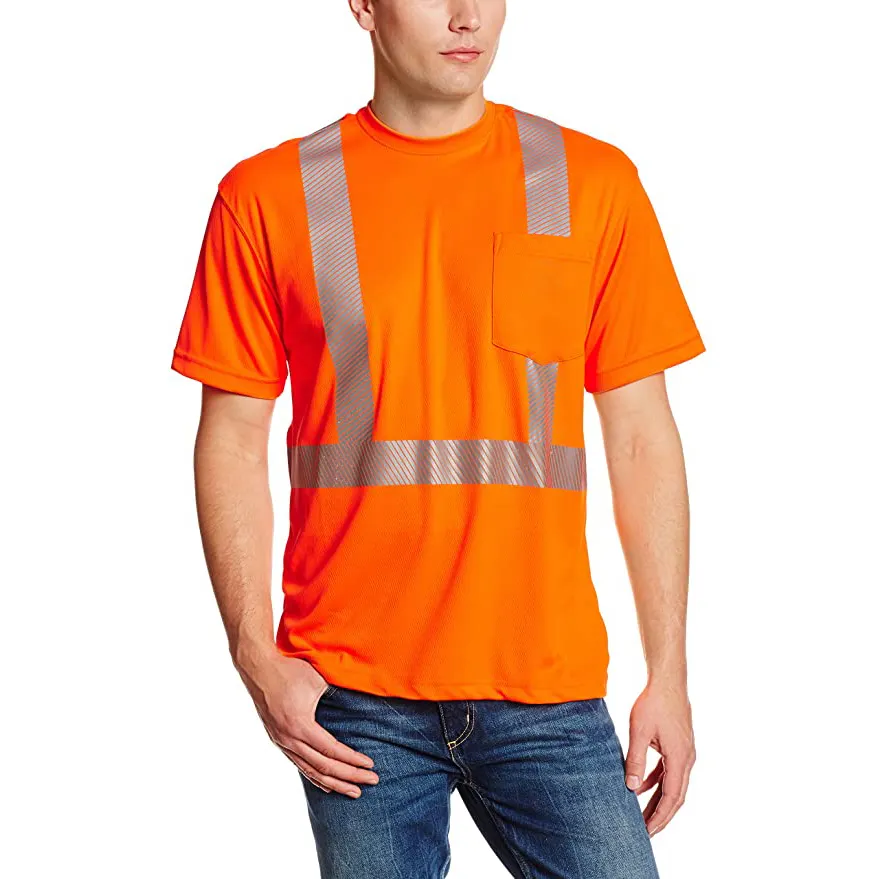 Wholesale Custom High Visibility Construction Short Sleeve T Shirt Safety Hi Vis Work Shirts