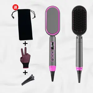Multifunction 4 In 1 Cordless Hair Curler With Lcd Display Negative Ion Hot Wind Hair Dryer Straightener Comb