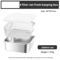 Conteneur carré en acier inoxydable 304 avec passoire empilable pour le stockage des aliments, laitue, fruits, légumes, viande, salade