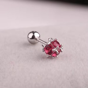 Hot Pink 5mm CZ Ball Unique Quirúrgico Acero inoxidable Tragus Jewelry Pendientes de cartílago - Product Image 4