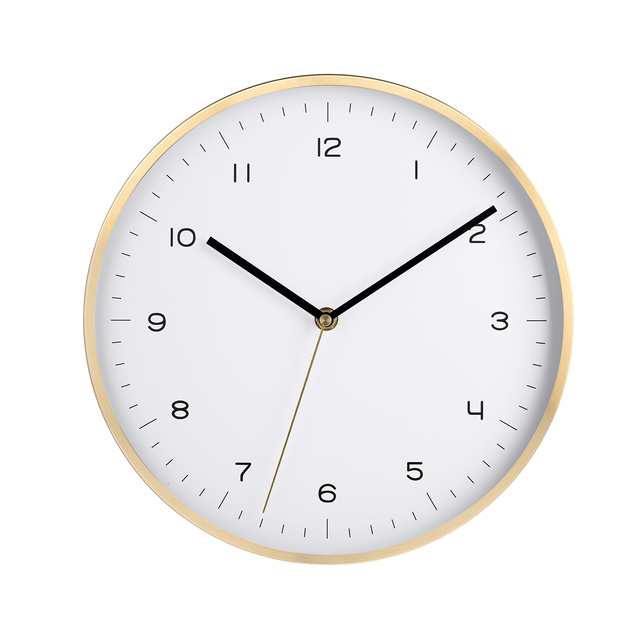 Elegant White Metal Quartz Analog Silent 10 Inch Hanging Wall Clock Modern Design Battery Powered Easy to Read
