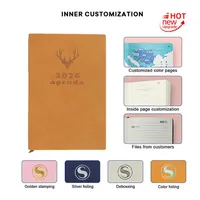 Libreta de Tapa Dura con Costuras de Tela y Cuero PU, Personalizable con Logotipo, Tamaños A5/A6/B5/A4, para Regalo Corporativo, de Oficina o Empresarial