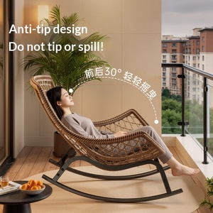 Sedia a Dondolo Reclinabile <span class=keywords><strong>in</strong></span> Metallo Minimalista Moderna, Divano Due-<span class=keywords><strong>in</strong></span>-uno per Balcone e Soggiorno, Arredo da Esterno - Product Image 4