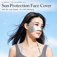 Masque facial 3D ajustable en soie de mûrier 100% haute qualité, protection UV, style coréen, léger et respirant pour l'été