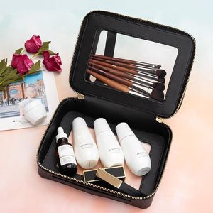 PVC Travel Double Layer Clear Makeup Organizer Portable Wash Bag Clear PU <b>Vanity</b> <b>Cases</b> - Product Image 5