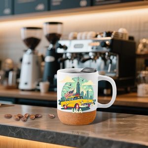 Stile americano 400Ml casa Base di sughero opaca tazze in ceramica con coperchio a prova di fuoriuscita - Product Image 6