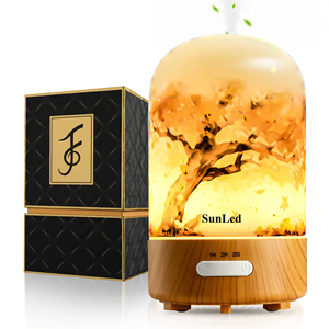 Sunled 100ml sang trọng Điện khuếch tán hương thơm với 7 màu <span class=keywords><strong>LED</strong></span> ánh sáng siêu âm độ ẩm không khí Cài đặt bàn cho khách sạn - Product Image 1