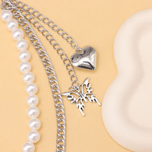 Cadena de cintura con perlas de imitación estilo mariposa, doble anillo, estilo hip hop, para uso diario, cadena corporal de moda. - Product Image 4