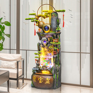 Fontaine artificielle Quanfangyuan peinte à la main avec lumières LED, débit d'eau, résistante à l'eau, pour la décoration Feng Shui à la maison ou au bureau - Product Image 4