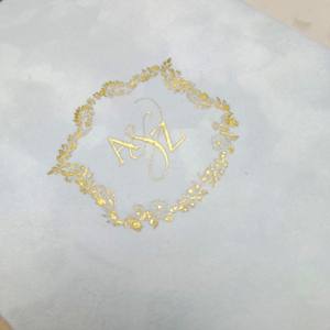 Invitación de boda personalizada con monograma en lámina dorada, acrílico, Trouwkaart, folio de terciopelo blanco indio y <span class=keywords><strong>código</strong></span> QR, juego de invitaciones de boda modernas y lujosas - Product Image 6