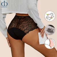 Culottes Menstruelles Anti-Fuite en Dentelle 4 Couches Post-Partum Lavables à Motif Floral