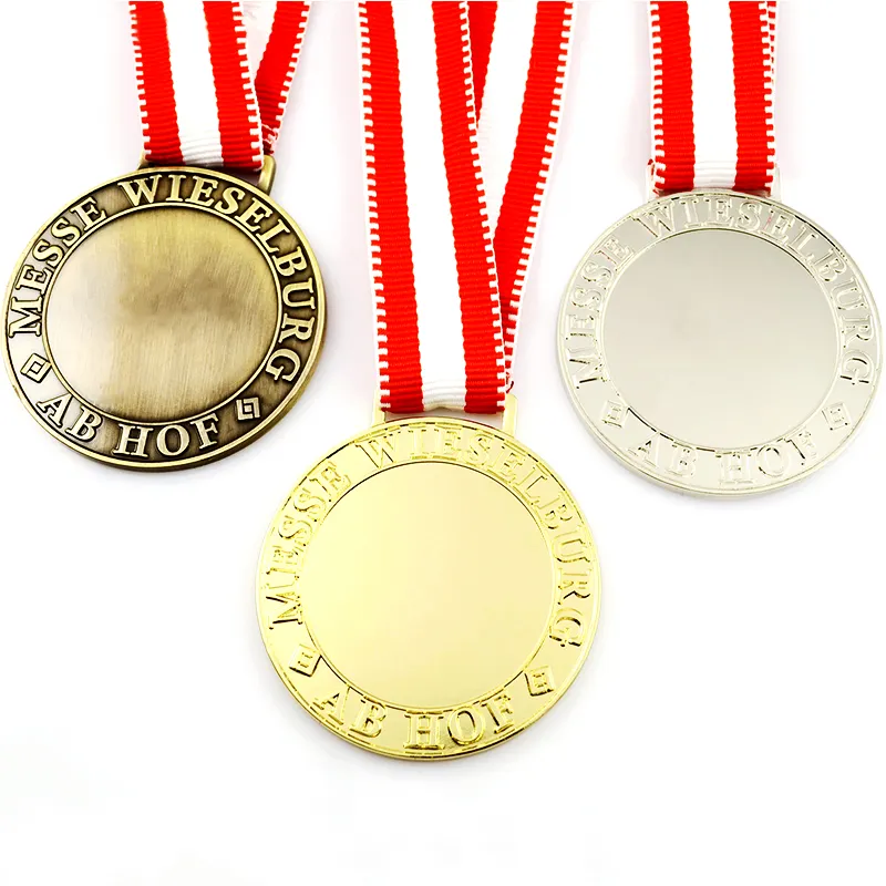 Factory Price Cheap Custom Medals And Trophy Hanger Run Metal Crafts Sports Blank Medal With Ribbon Lanyard