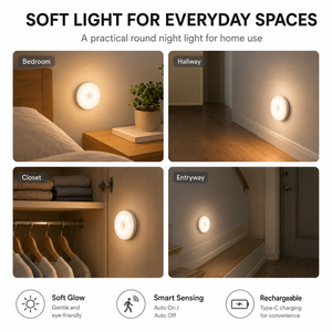 Rechargeable Motion <b>Sensor</b> Night <b>Light</b> PIR LED Lamp with 4 Colors RGB Gradient Magnetic Base Type-C Charging for Bedroom Closet - Product Image 2