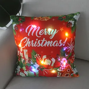 Luxury Christmas Pillow Covers with LED Lights18x18 Inch Xmas Light Pillowcase Home Living Room Bedroom Decorations