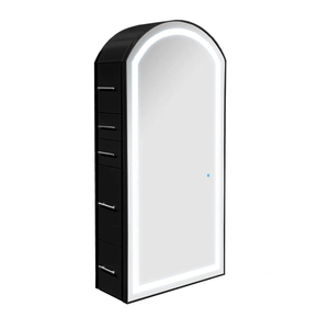 Espejo Ovalado Moderno para Salón de Belleza con Almacenamiento <span class=keywords><strong>Oculto</strong></span>, Unidad de Espejo para Estudio de Belleza, Estación de Almacenamiento con Espejo para Salón - Product Image 4