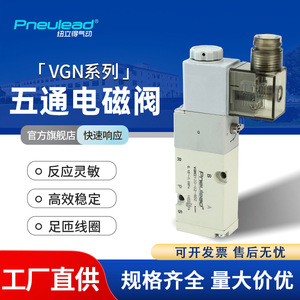 Vanne solénoïde pneumatique Pneulead Vgn2120 02 4Dz 5 voies 2 positions avec bouton de réglage manuel pour le contrôle de l'air comprimé - Product Image 3