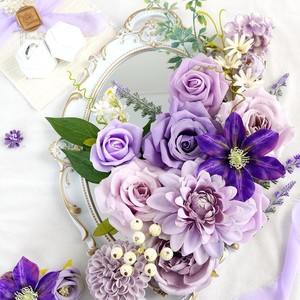 <span class=keywords><strong>LE</strong></span>-339 Ensemble de fleurs artificielles violettes DIY en gros, coffret cadeau de roses et de lavande mélangées pour centres de table et arrangements floraux - Product Image 4