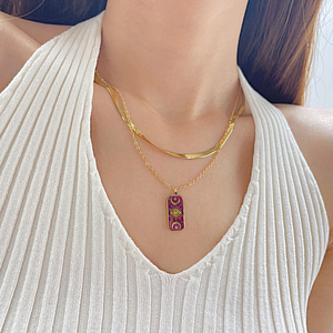 Модное Двухслойное ожерелье с карточкой Таро ювелирные изделия из нержавеющей стали позолоченные глаза Солнце Луна Звезда Ожерелье - Product Image 5